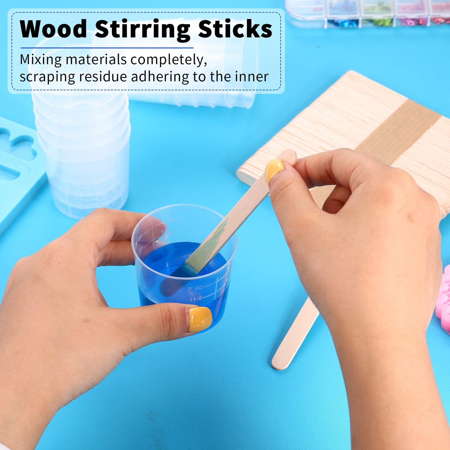 200 Pcs 2 Ounce Epoxy Mixing Cups Disposable Measuring Cups for Resin 60 ml Graduated Plastic Medicine Cups Bulk Clear Beaker Cup with 200 Mixing Konohan