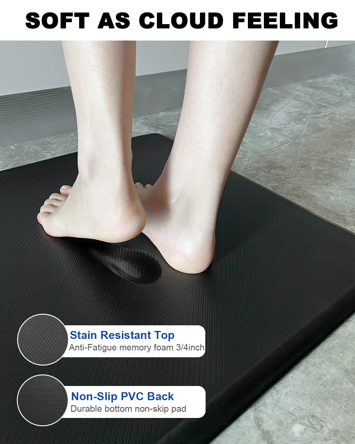 Artnice Anti Fatigue Mat Standing Desk Office One Piece,0.75" Memory Foam Kitchen Mats for Standing,Standing Mat for Standing Desk for Floor, Office, Artnice