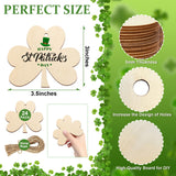 Wooden Shamrock Ornaments to Paint St. Patrick's Day Decoration Cutouts Unfinished 24PCS 3.5 x 3 inches, DIY Blank Unfinished Wood Discs Ornament for Sophena