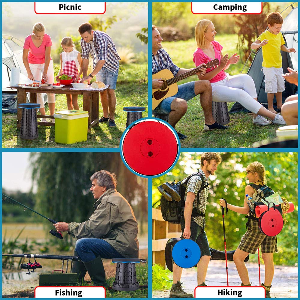 Boreeman Upgraded Folding Stool Lightweight Yet More Sturdy with Load Capacity 400lbs Portable Collapsible Stool Retractable Stool for Camping Boreeman