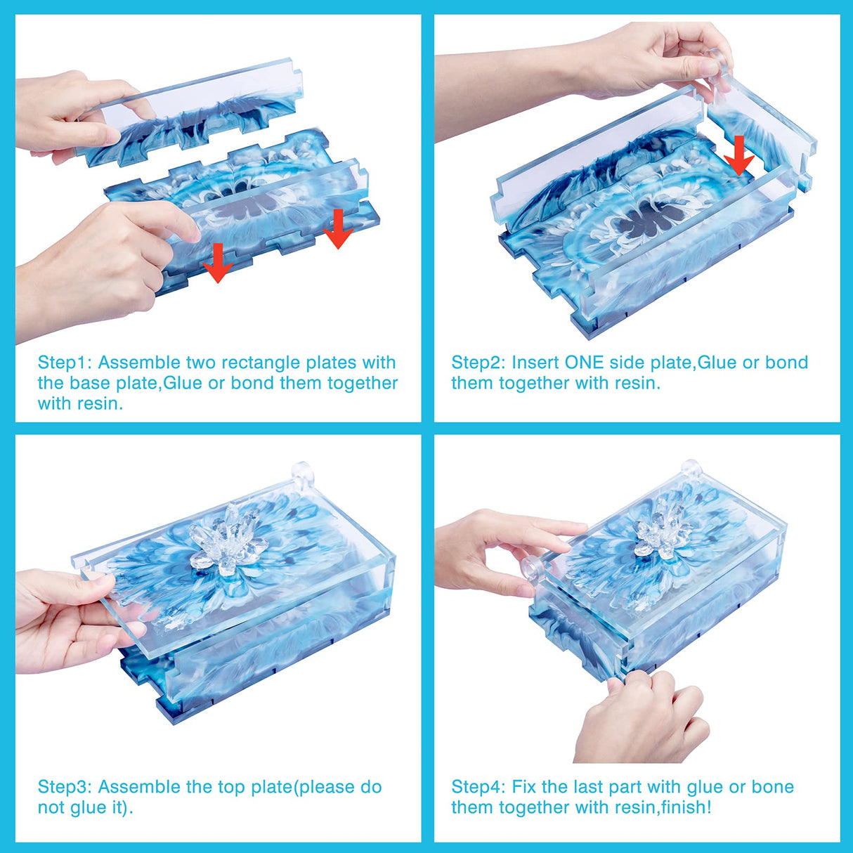 Resin Rectangle Box Mold, Epoxy Resin Silicone Large Storage Container with Lid Set Mould for Casting, Perfect for Dominoes Coffee Pod Jewelry Napkin IKEPAHOK