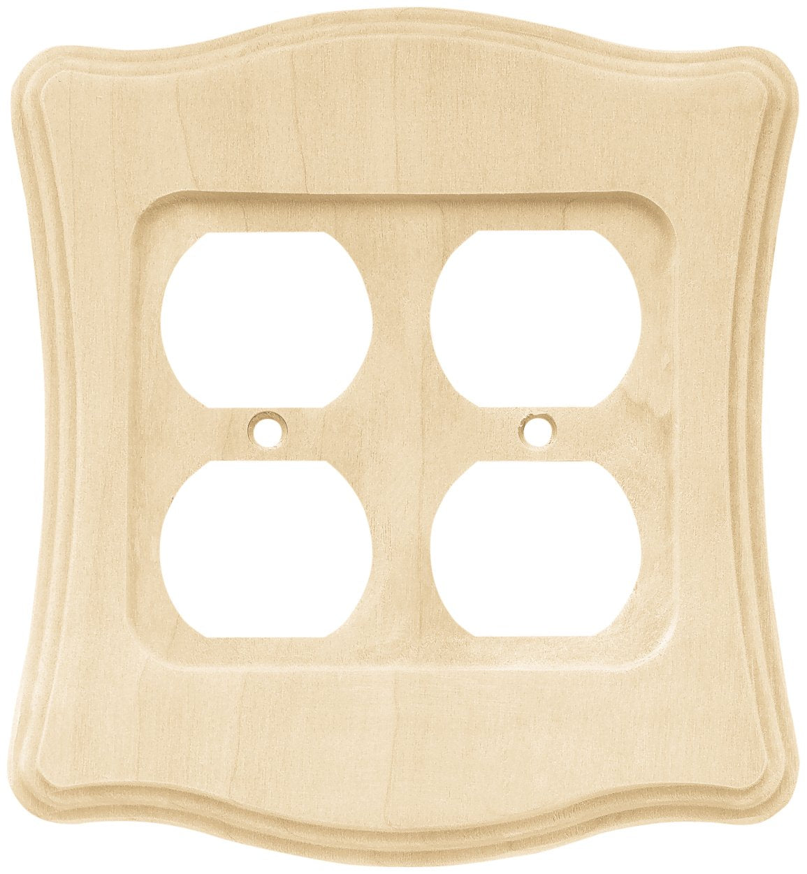 Franklin Brass 64628 Wood Scalloped Double Duplex Outlet Wall Plate / Switch Plate / Cover, Unfinished - WoodArtSupply