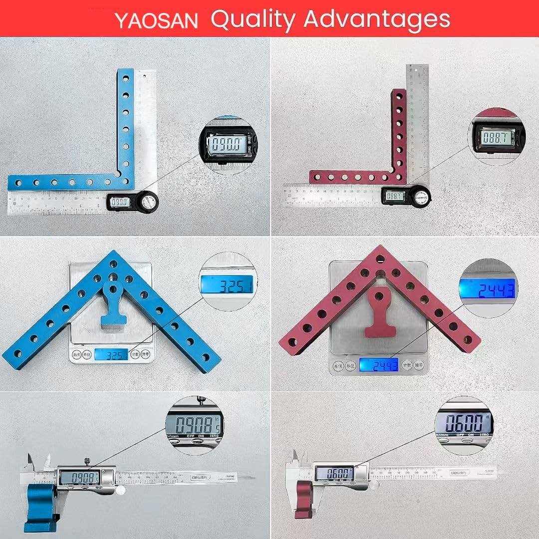 YAOSAN upgrade 90 Degree Positioning Squares Right Angle Clamping squares Clamps Aluminum Alloy Woodworking Carpenter Corner Clamping Square 5.5" YAOSAN
