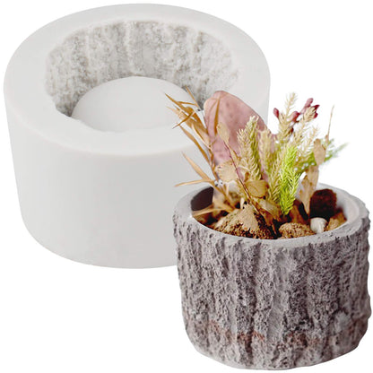 FUNSHOWCASE Small Tree Stump Flower Pot Silicone Mold for Epoxy Resin Concrete Clay Succulent Planter Ashtray Candle Holder 2.8x2inch - WoodArtSupply