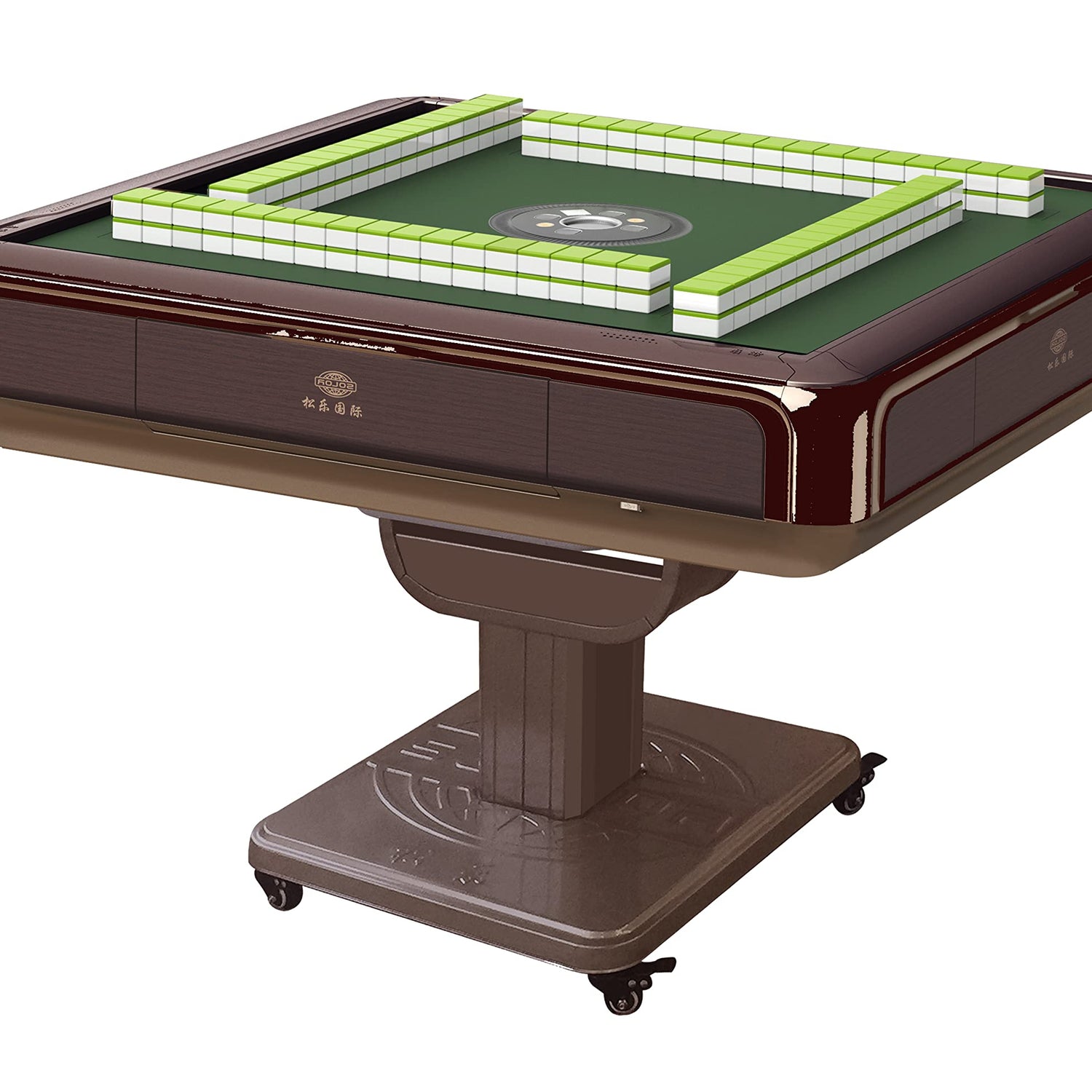 Folding Automatic Mahjong Mah jongg Table 36mm American Mahjong Numbered Tiles Foldable Style with 2 Sets of Tiles + 4 Racks Built-in Hard Table usamjtable