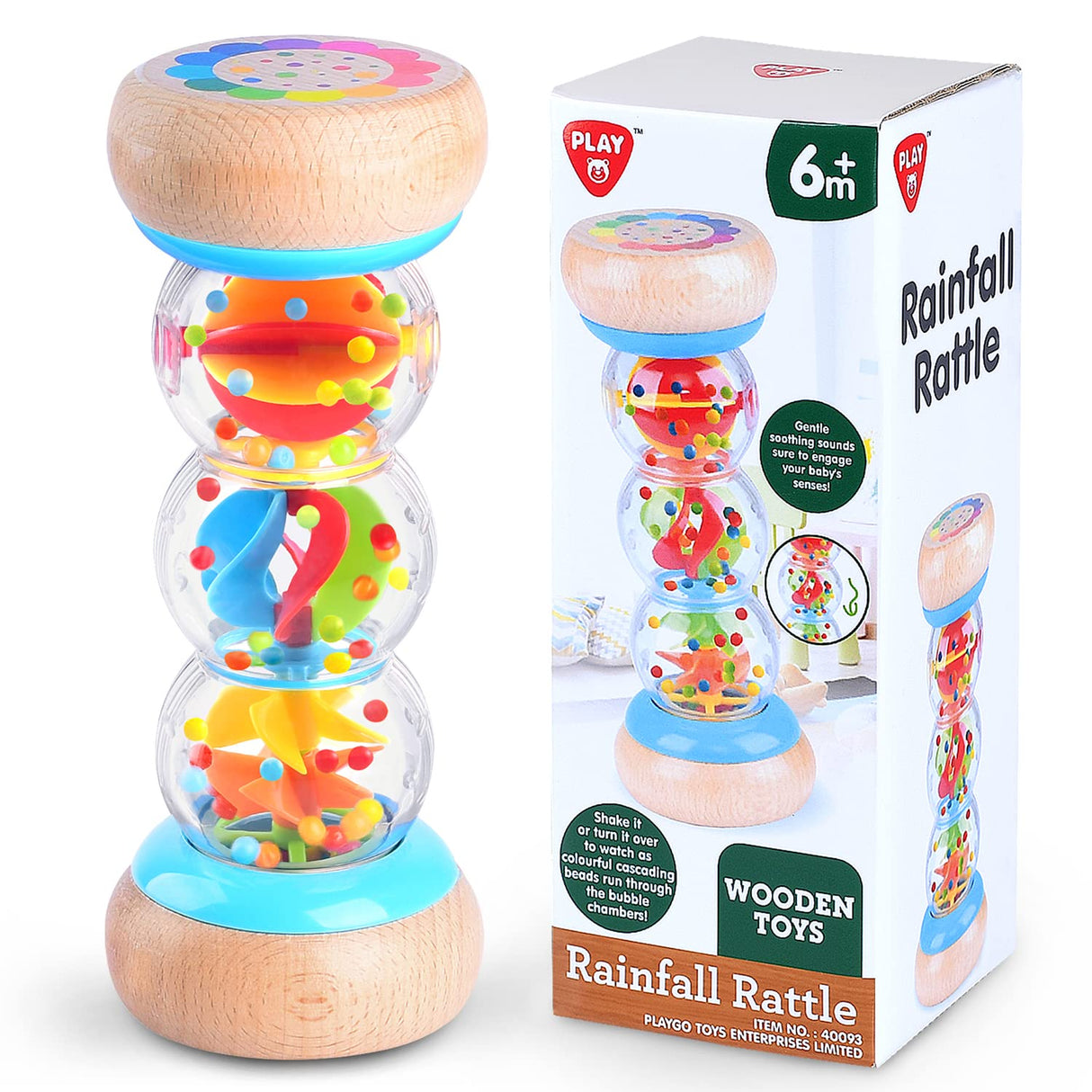 Rainmaker - 7 inch Wooden Rain Stick Montessori Toys for Babies 6-12 Months,Baby Rattle Shaker Sensory Developmental Toy,Raindrops Musical Instrument PLAY