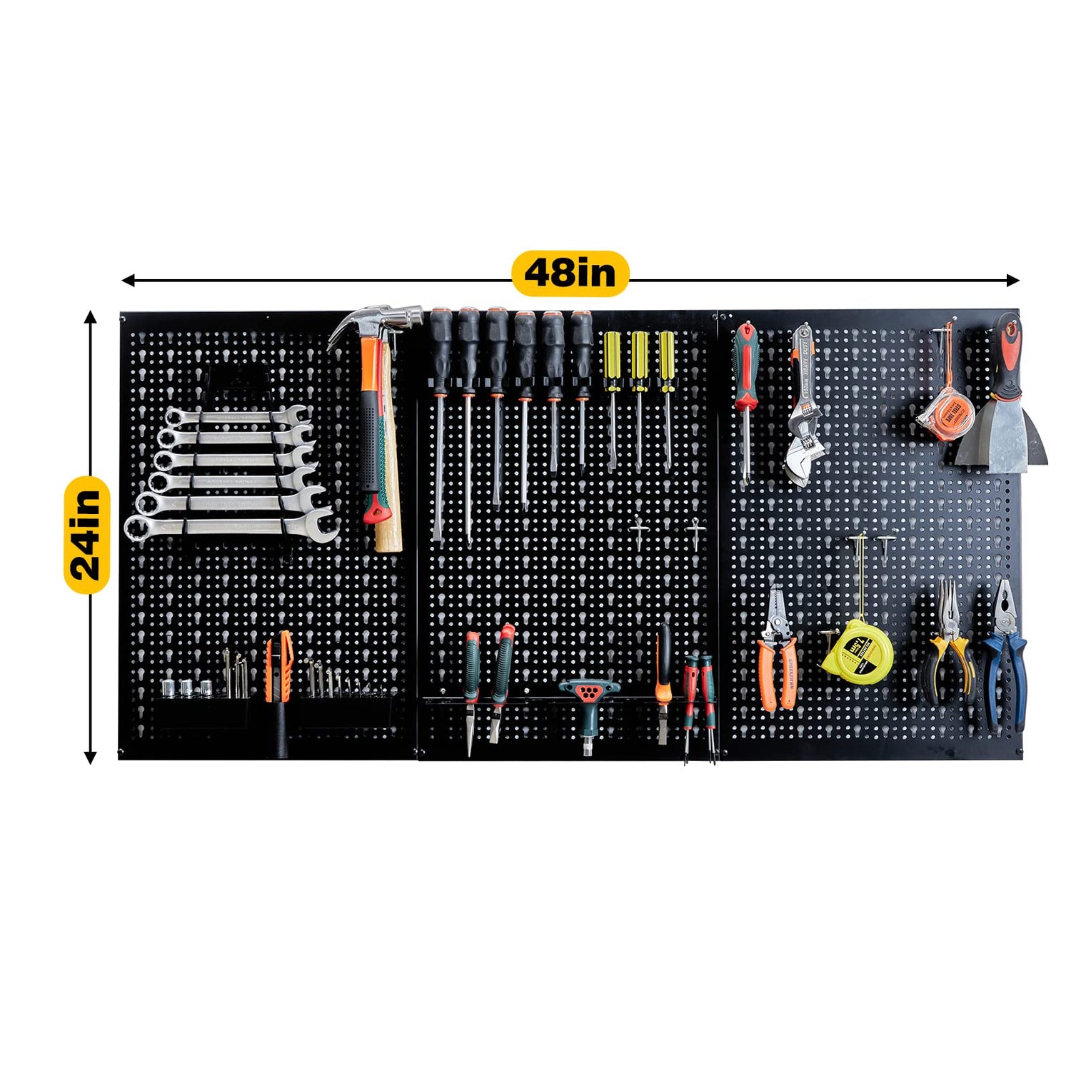 Ultrawall Pegboard Wall Organizer 4 ft. Metal Pegboard Tool Storage Kit with Black Toolboard and Black Accessories Ultrawall