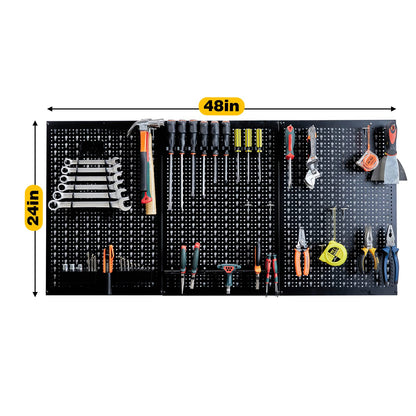 Ultrawall Pegboard Wall Organizer 4 ft. Metal Pegboard Tool Storage Kit with Black Toolboard and Black Accessories - WoodArtSupply