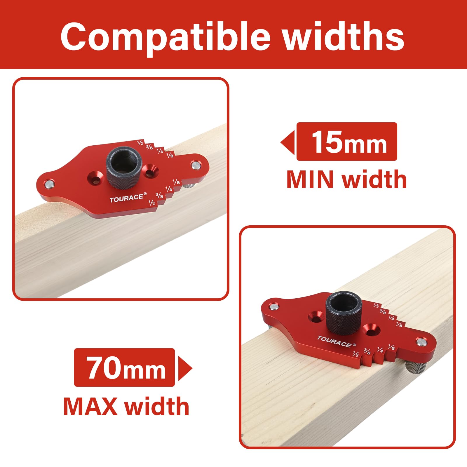 TOURACE Adjustable Drill Jig with Drill Bit for Floating Shelf, Portable Dowel Drill Guide Jig, Biscuit & Plate Joiner Woodworking Tool, Pocket Screw - WoodArtSupply