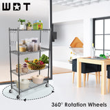WDT 4-Tier Storage Shelves, Heavy Duty Metal Shelves Wire Rack Shelving Unit, Adjustable Shelf with Wheels for Home Office Garage Kitchen Shelf,36" D WDT