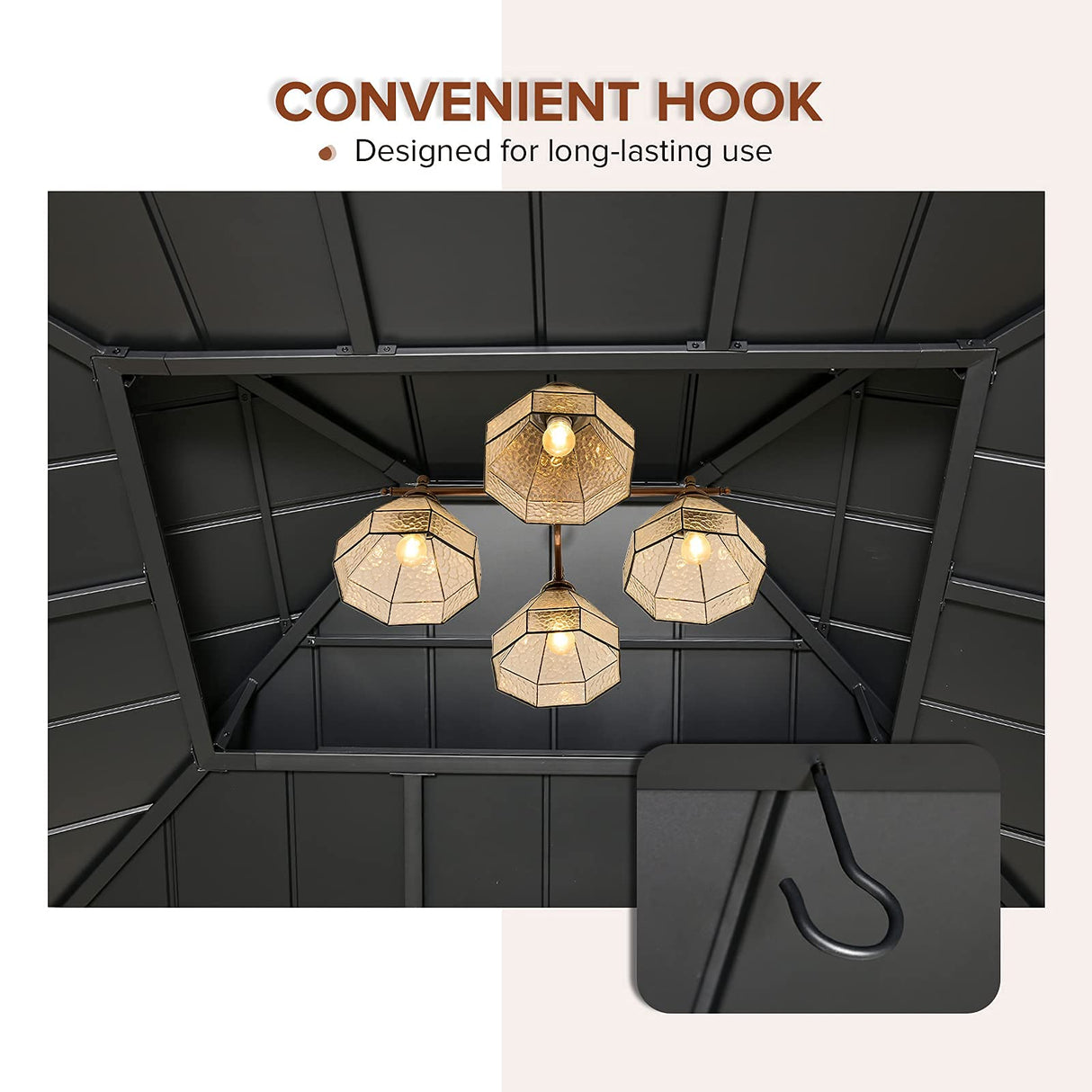 EAGLE PEAK 11x13 Hardtop Wood Gazebo, Outdoor Cedar Wood Frame Pavilion with Galvanized Steel Double Roof, for Garden, Patio, Backyard, Garden, EAGLE PEAK