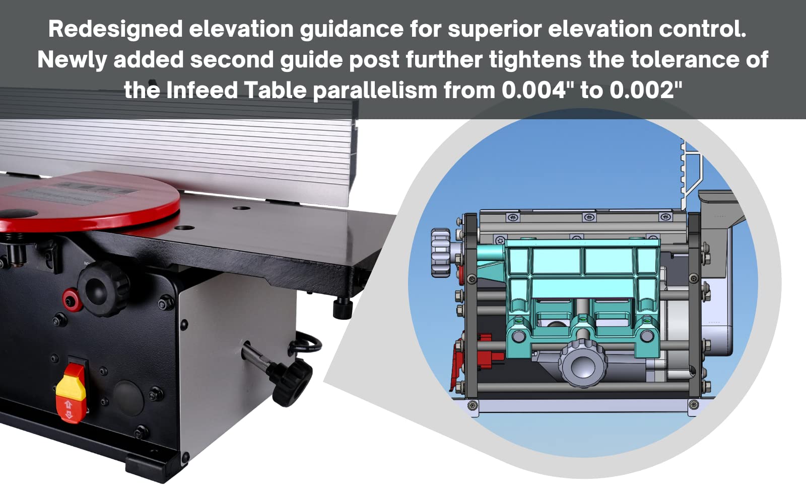 Cutech 40180HI 8-Inch Spiral Cutterhead Benchtop Jointer with Cast Iron Tables, 16 Tungsten Carbide Inserts, Extra Long 24" Fence and Additional - WoodArtSupply