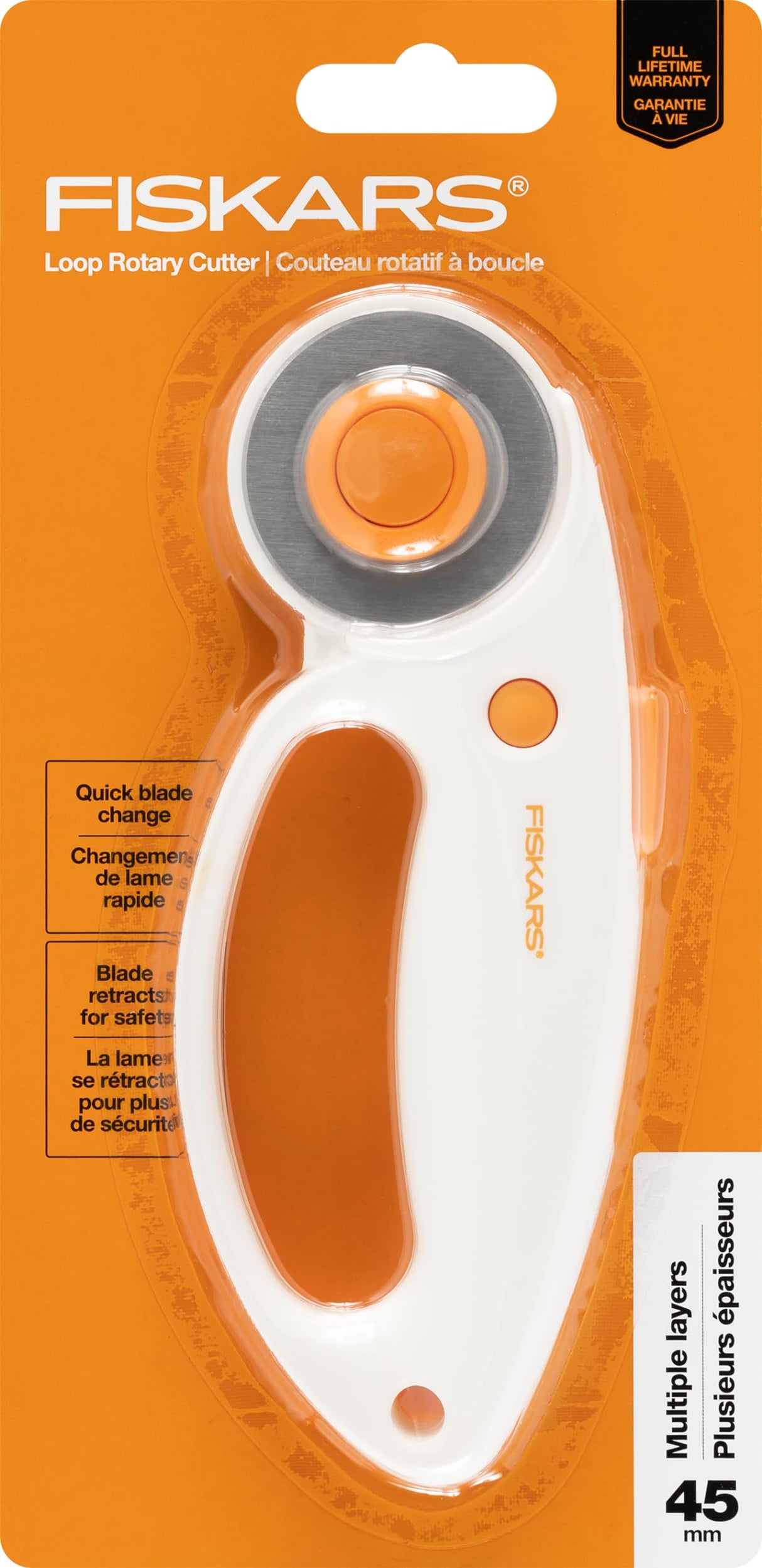 Fiskars 45mm Quick Change Rotary Cutter for Fabric - Steel Rotary Cutter Blade - Craft Supplies - Crafts, Sewing, and Quilting Projects - White Fiskars