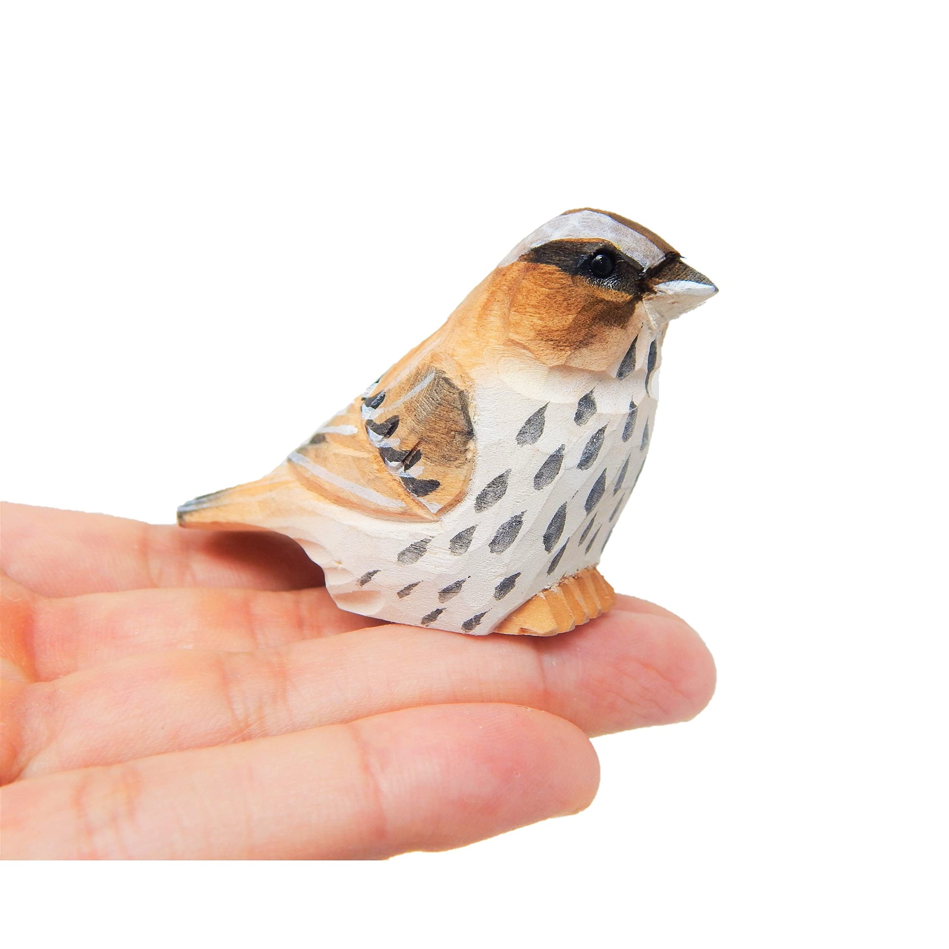 Selsela Sparrow Bird Wood Figurine Statue Sculpture Ornament Decor Miniature Art Carve Small Animal - WoodArtSupply