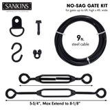 SANKINS Anti-Sag Gate Kits for Wooden Fence, Black Anti-Sagging Gate Support Cable Kit Hardware, Gate Sag Frame Kit Hardware for Wooden Fence, Wood SANKINS