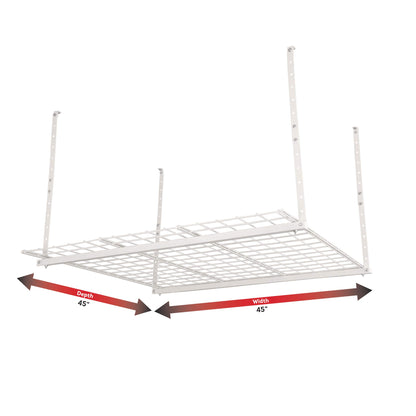 Hyloft 00540 45-Inch x 45-Inch Overhead Steel Garage Storage System, Adjustable Ceiling Mount Storage Rack, 250 Pound Weight Capacity, White - WoodArtSupply