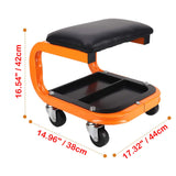 awagas Heavy Duty Rolling Creeper Garage Shop Seat Rolling Garage Stool Big Padded Mechanic Seat Mechanics Stool with Segmented Tool Tray Storage and awagas
