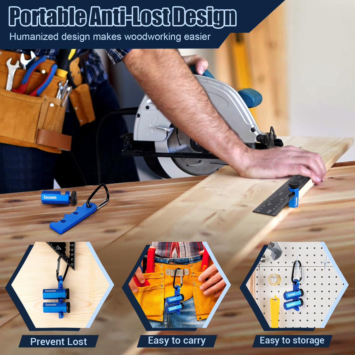 Cocowin Tall Stair Gauges for Framing Square with Holder and Carabiner Stair guages Knobs Tool for Circular Saw Metal Stair Stringer Layout Tool for Cocowin