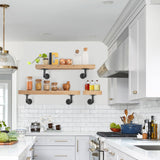 Aunulahca 3/4" Industrial Pipe Shelf Brackets (6 Pack Black) for 10 12 Inches Board, Black Iron Floating Shelf Brackets Heavy Duty Industrial DIY L Aunulahca