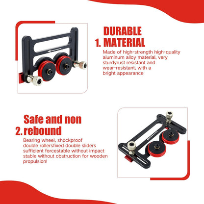 Double Wheel Bearing Stock Roller, Aluminum Alloy One-Way Table Saw Feeding Guide Roller, with Sliding Block, Adjustable Featherboard Table Saw Jig