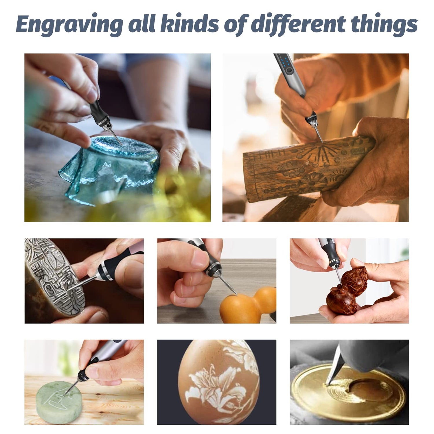 Defabee Engraving Pen with 34Bits, Portable Engraving Pen Electric Cordless Rotary Tools, Professional Engraver Tool for Metal to Wooden, Glass, Defabee