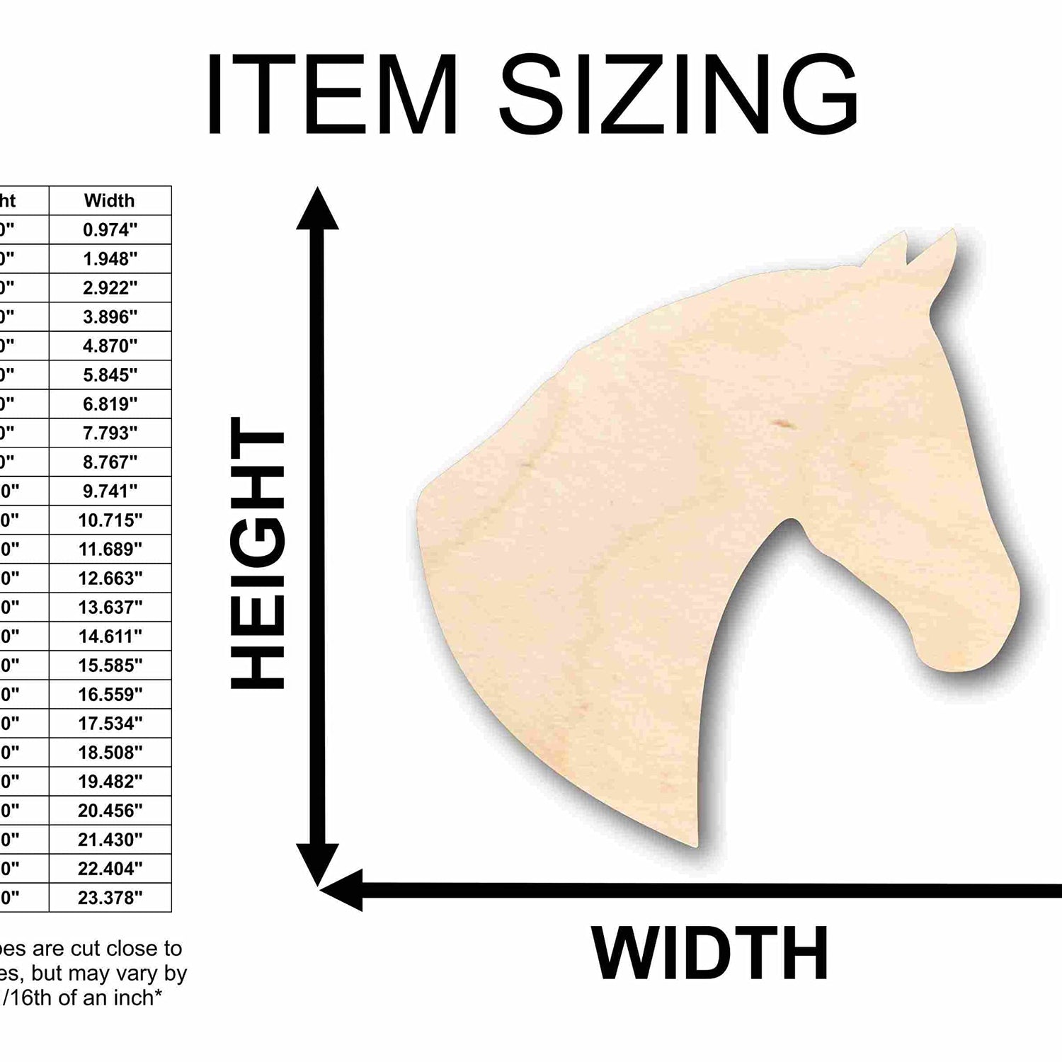 Unfinished Wood Horse Head Silhouette - Craft- up to 24" DIY 16" / 1/4" 24 Hour Crafts