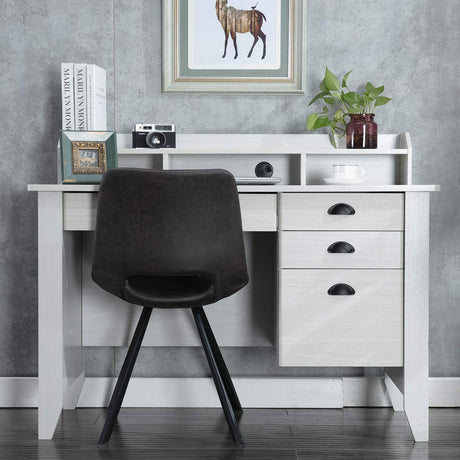 Catrimown White Desk with Drawers, 47 Inch Home Office Computer Desk with File Drawers Student Girls Desks Teens Writing Table with Hutch, Small Desk Catrimown