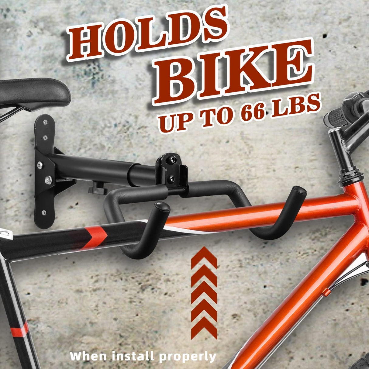 DIRZA Bike Wall Mount Garage Bike Rack Adjustable Bike Hanger Storage Bike in Garage Home,Horizontal Bike Hook Bike Holder for MTB,Road Bike,Hybrid DIRZA