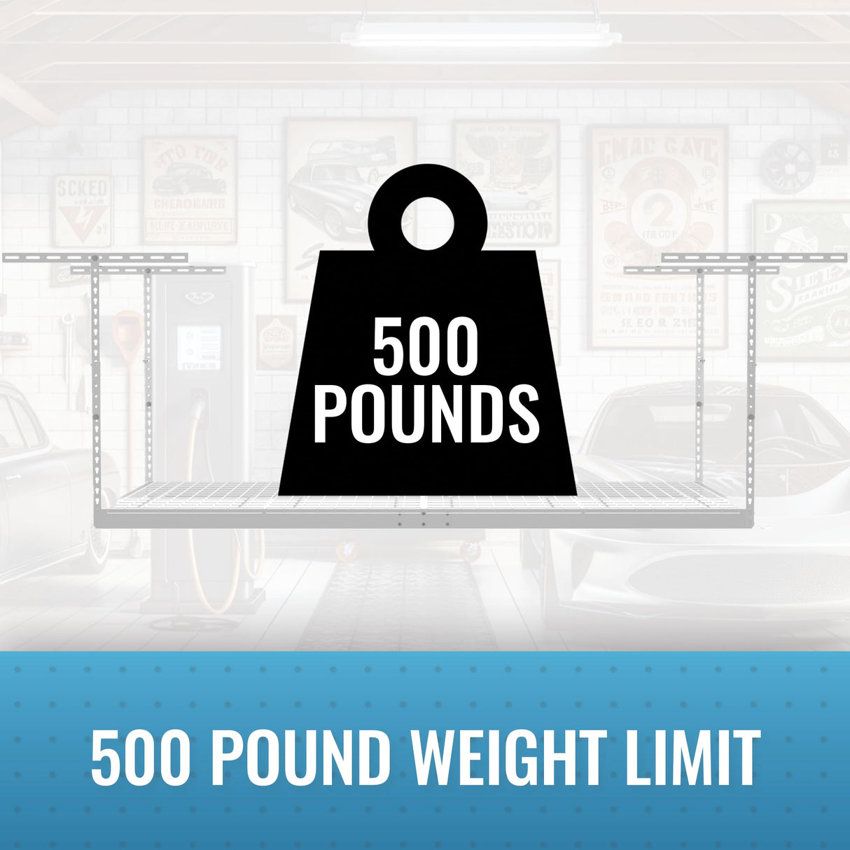 MonsterRax Overhead Garage Storage Rack - 4 x 8 Ceiling Shelving, Adjustable Hanging Storage, Color: White, 24"-45" Ceiling Drop MonsterRAX Storage Solutions