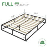 Novilla Black Metal Platform Bed Frame with Wooden Slat Support - Full Size, Easy Assembly Novilla