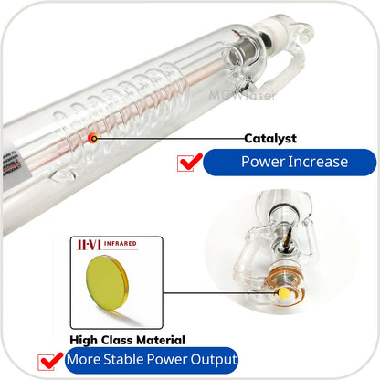 MCWlaser 50W CO2 Laser Tube Length 850mm Dia. 55mm with Metal Head for CO2 Laser Engraver Cutting Machine - WoodArtSupply