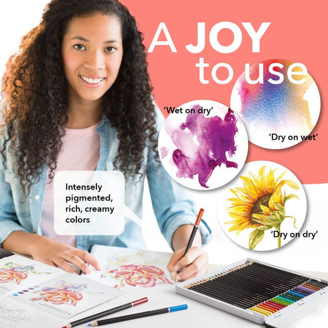 Castle Art Supplies Floral/Botanical Watercolor Pencils Set | 24 Quality, Selected Vibrant Colors | Draw and Paint at the Same Time | For Adult Castle Art Supplies