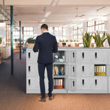 Greenvelly 9 Door Storage Locker for Employee, Metal Locker for Office, Gym, Shool,Lockable Black Steel Locker with Lock and Card Slot for Greenvelly