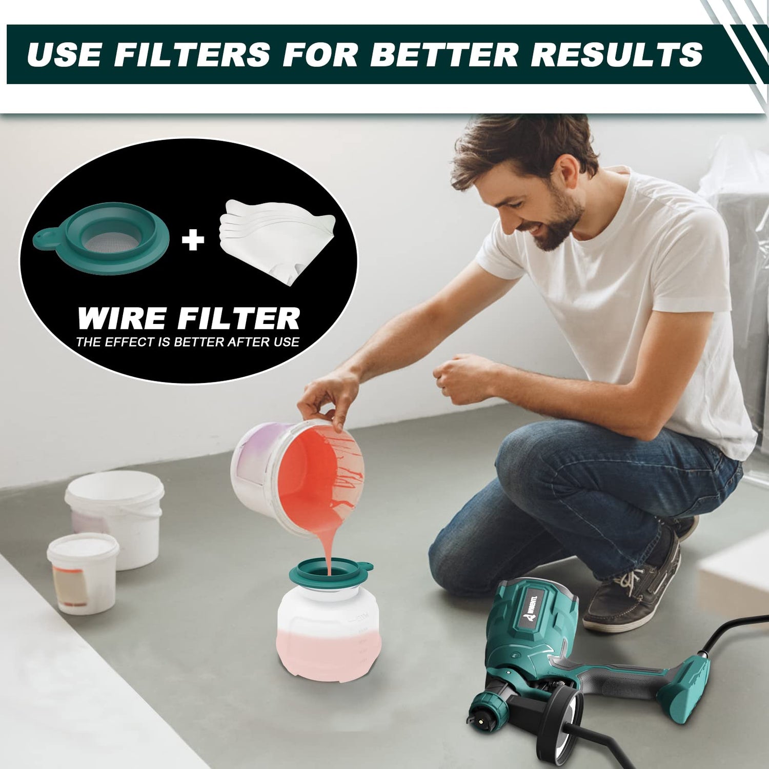 WIBENTL Paint Sprayer, 700W HVLP Electric Paint Gun, with 6 Copper Nozzles & 3 Patterns for Home Interior and Exterior, Furniture, Fence, Walls, DIY WIBENTL