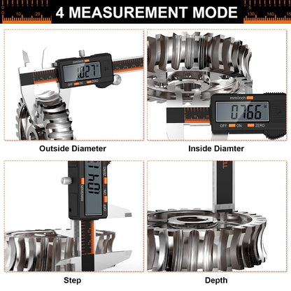 HARDELL Digital Caliper, 6 Inch Stainless Steel Caliper Measuring Tool with Large LCD Screen, Electronic Micrometer Caliper Digital Inch/Millimeter - WoodArtSupply