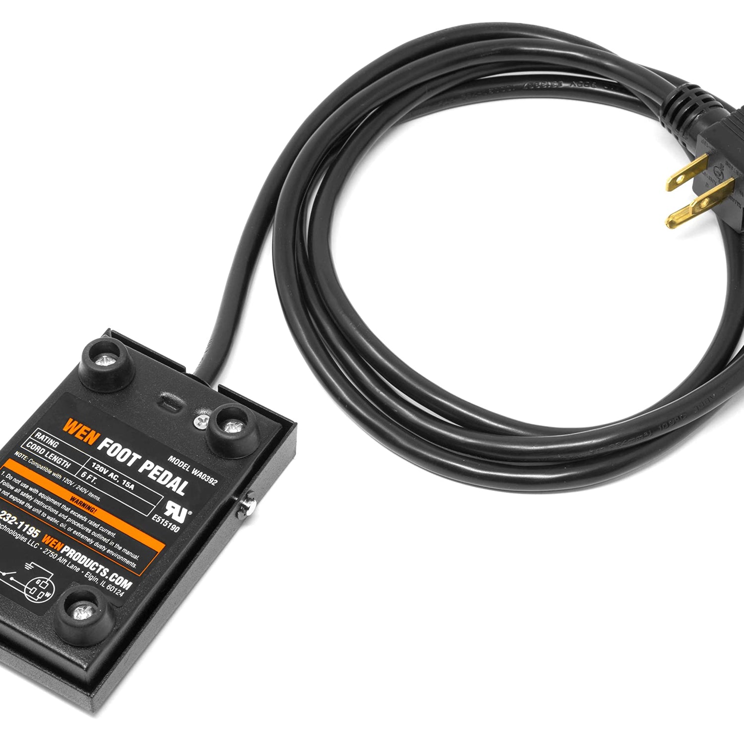 WEN WA0392 120V 15-Amp Momentary Power Foot Pedal Switch for Woodworking WEN