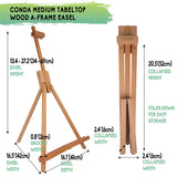 CONDA 31-1/2 inch A-Frame Easel, Adjustable Beechwood Tripod Display Stand, Holds Up to 27" Canvas, Portable Table Desktop Painting Picture Holder conda