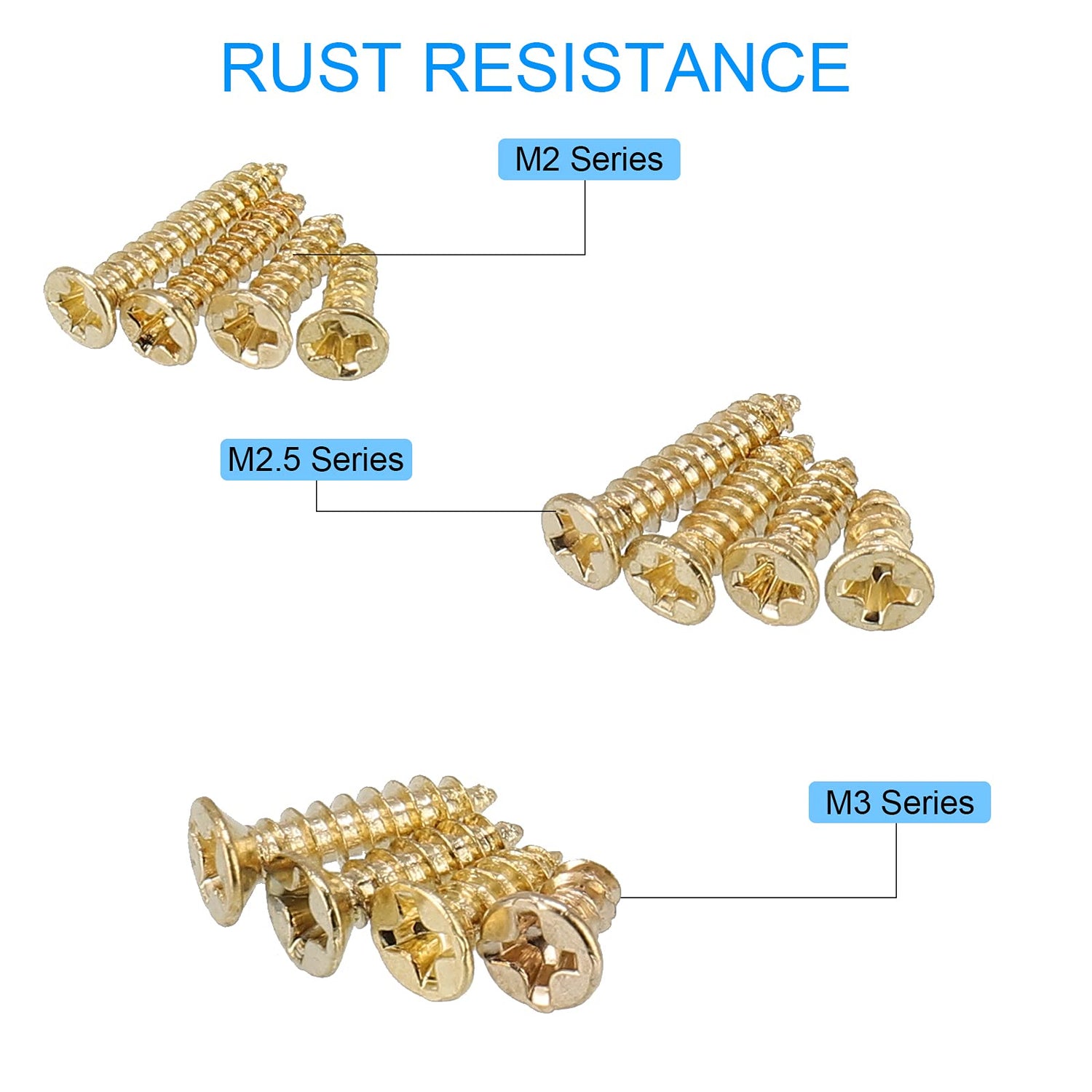 HanTof 1200Pcs Tiny Phillips Flat Head Self Tapping Screws for Wood, Plastic and Soft Metal. M2 M2.5 M3 Small Countersunk Tapper Screws Set for DIY HanTof