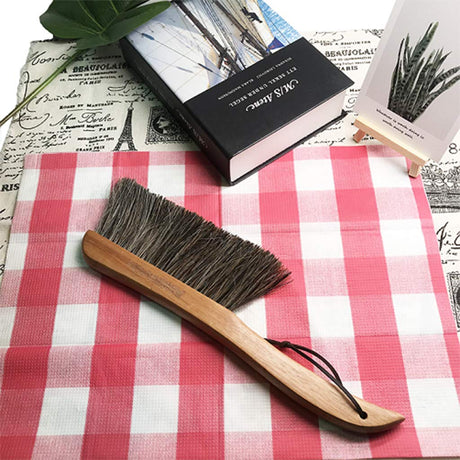 AMERWASH PLUS Counter Brush for Furniture, Drafting, Patio, Bed, Fireplace, Woodworking Cleaning, Horsehair Bristles Duster Wooden Handle Shop Brush, AMERWASH PLUS