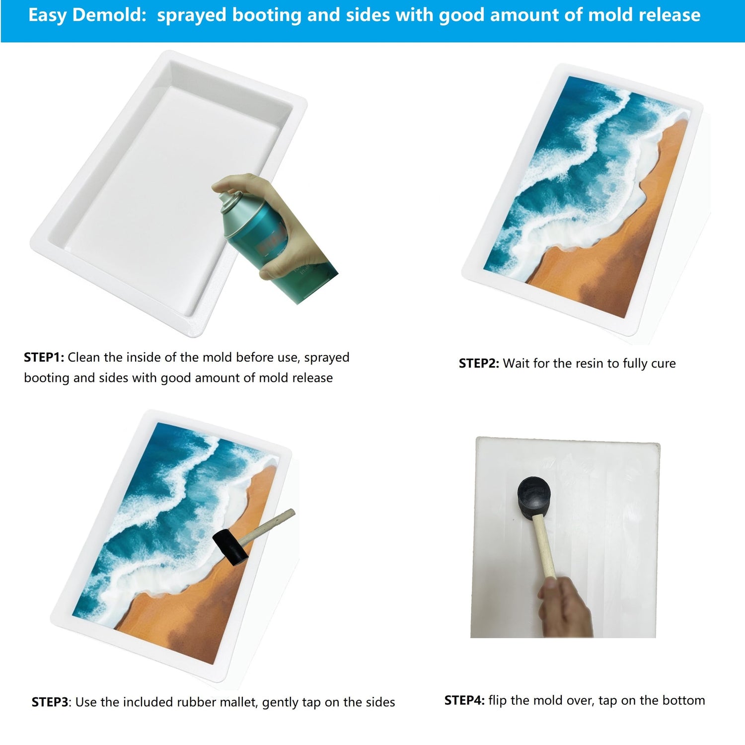 2Pcs Extra Large Reusable Epoxy Resin Table Mold 19x11x3 inch 15.7x9.8x3 inch Rectangles Epoxy Resin Molds for River Table, Coffee Side Table, ModWgGuo