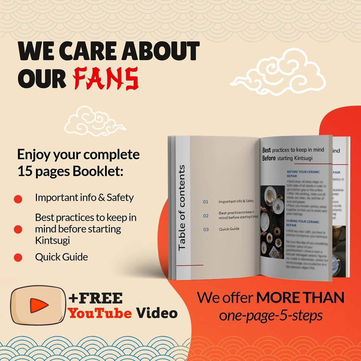 Bio Kintsugi Repair Kit Gold with Complet 15 Pages Booklet Manual 60g Gold Mica Powder for Japanese Gold Repair Kit DIY Craft Kits for Adults Pottery Plearty