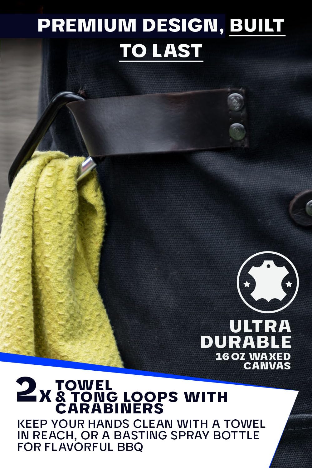 Dalstrong Professional Chef's BBQ Pitmaster Apron - Heavy-Duty Waxed Canvas - Grill Apron - 4 Storage Pockets - Genuine Leather Accents - Adjustable Dalstrong