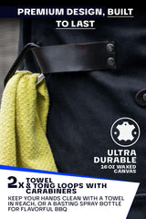 Dalstrong Professional Chef's BBQ Pitmaster Apron - Heavy-Duty Waxed Canvas - Grill Apron - 4 Storage Pockets - Genuine Leather Accents - Adjustable Dalstrong