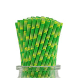 Green Bamboo Paper Straws, 100 Pieces Bamboo Printed Disposable Biodegradable Paper Drinking Straws for Cocktail, Party Decoration BOFA Eco Tableware