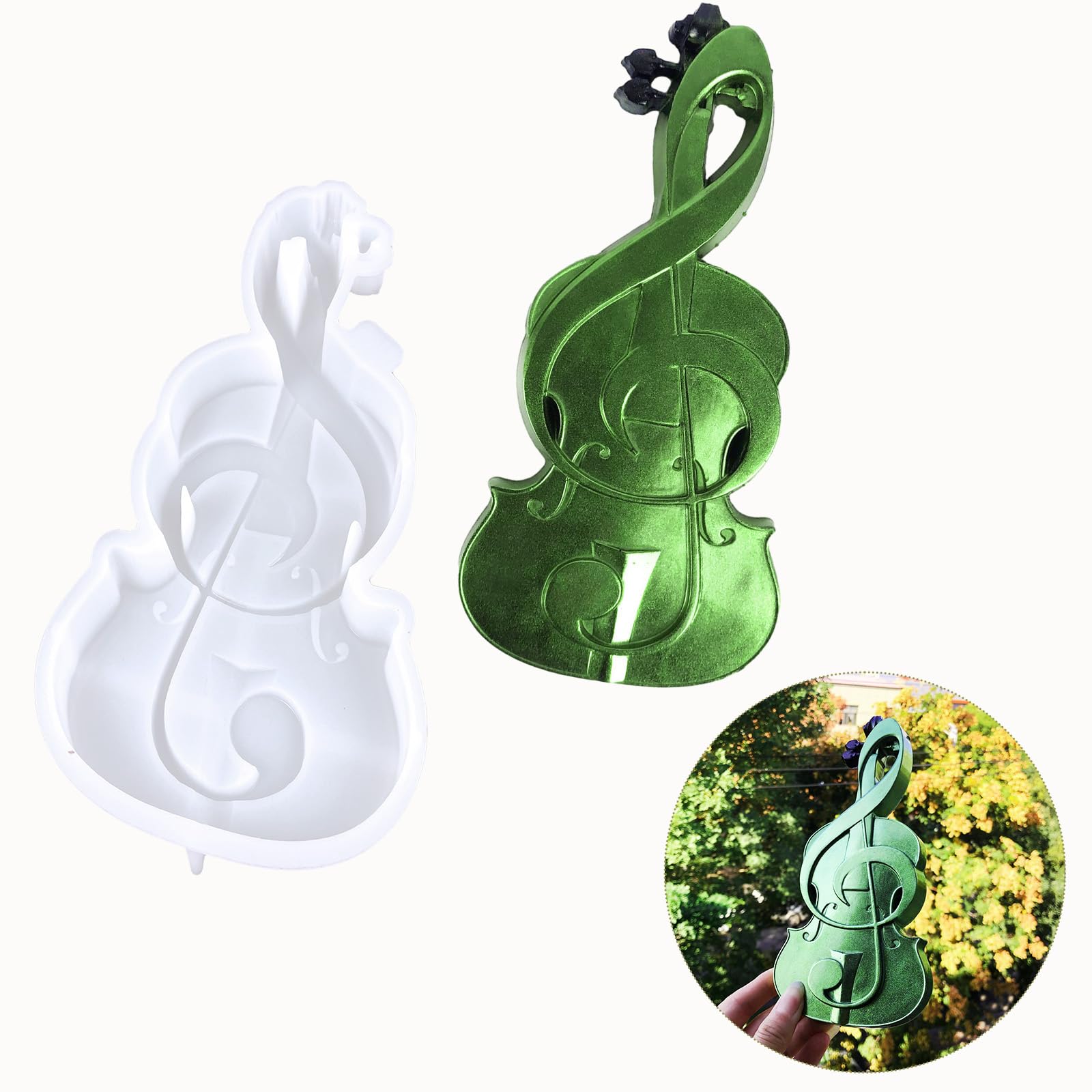 XYQHOAC Guitar Resin Mold Large Guitar Silicone Molds Music Note Wall Hanging Resin Mold Electric Guitar Mold for Epoxy Resin DIY Wall Hanging Craft - WoodArtSupply