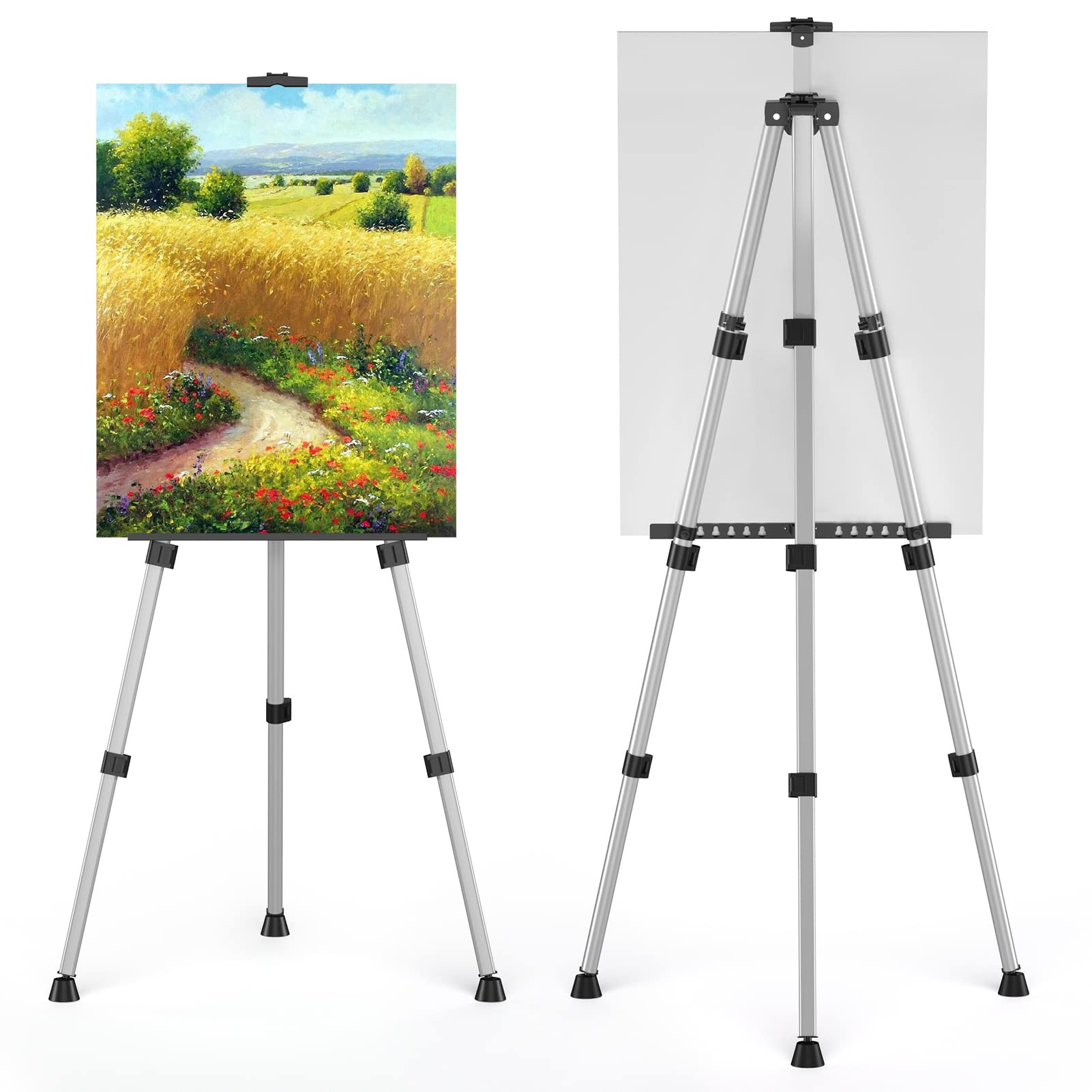 Art Painting Display Easel Stands - Portable Adjustable Aluminum Metal Tripod Artist Easels with Bags, Height from 17" to 66", Extra Sturdy for - WoodArtSupply