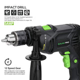 GALAX PRO 5Amp 1/2-inch Hammer Drill with 105pcs Accessories, Variable Speed 0-3000, Hammer and Drill 2 Functions in 1, 360°Rotating Handle, Depth GALAX PRO