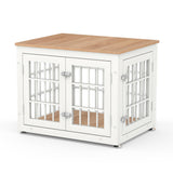 rehomerance Heavy Duty Dog Crate Furniture for Small Dogs, Decorative Pet House End Table, Wooden Cage Kennel Furniture Indoor, White and Natural rehomerance
