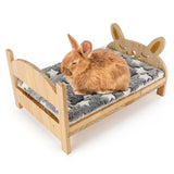Midollarle Rabbit Bed with Soft Mat, Detachable Small Animal Bed, Wood Rabbit Habitat for Small Pets to Have a Cozy nest (Guinea Pig Hamster Ferrets Midollarle