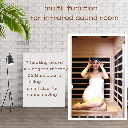 LTCCDSS 2 Person Infrared Sauna, Hemlock Wooden Far Infrared Sauna for Home, with 1750W, 9 Low EMF Heaters 2 Bluetooth Speakers, 1 LED Reading Lamp